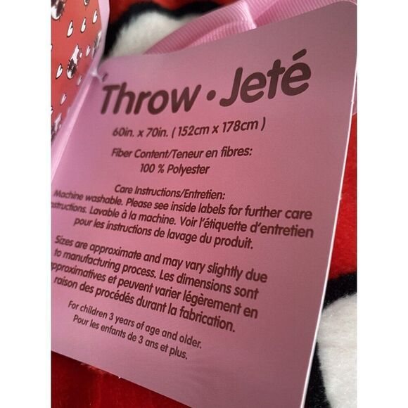 Hello Kitty Sunglasses Valentines Soft Throw Red Blanket White Hearts 60 X 70” - Picture 6 of 15